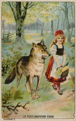 Trade Card with an Image of Little Red Riding Hood