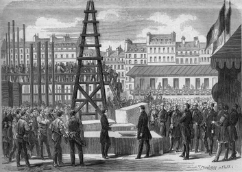 Transformations of Paris under the Second Empire, Haussmann Paris: installation of the premiere of the Opera Garnier by the Minister of State Joseph Alexandre Colonna, Count Walewski, in the presence of the architect Charles Garnier