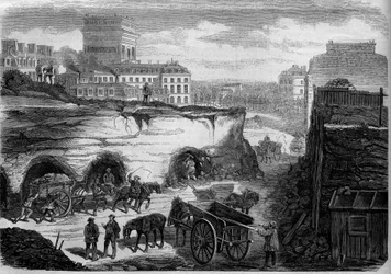 Transformations of Paris under the Second Empire, Haussmann Paris: piercing the boulevard du Roi de Rome (today, avenue de Kleber). Engraving in Le Monde Illustré n°276 of 26 July 1862.