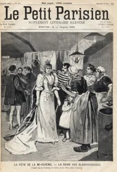 Try the toilet in the workshop on the eve of the Mi Careme Fete: the queen of whiteners. In Le Petit Parisien on 12/03/1893 (engraving)