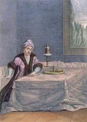 Turkish woman spinning thread, c.1708