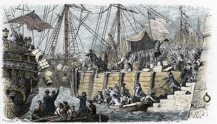 US War of Independence: revolt of American settlers against taxes imposed by the English Parliament on tea and other foodstuff