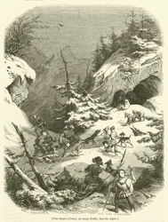 A Bear Hunt in Feudal Times in the Alps (engraving)