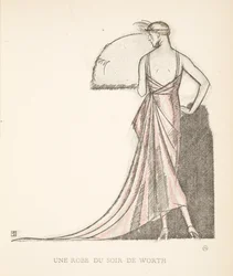An Evening Dress by Worth, from a Collection of Fashion Plates