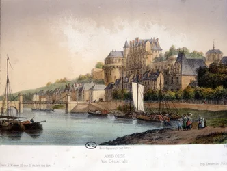 View of Amboise - lithography