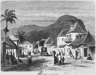 View of Port Louis, Rue Desforges, Mauritius, 1861
