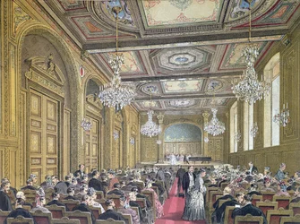View of a concert at the Salle Herz on the Rue de la Victoire, Paris, c.1870-80