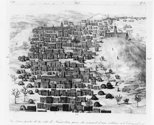 View of part of the Town of Timbuktu taken from a hill to the east, from Voyage a Tombouctou by Rene Caillie, published 1830