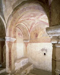 View of the Carolingian frescoes in the inner crypt, c.858