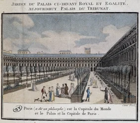 View of the Royal Palace (Palais du Tribunat) with Garden and Walkers