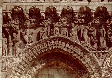 View of the West Facade, detail depicting the prophets, the Annunciation and the Original Sin