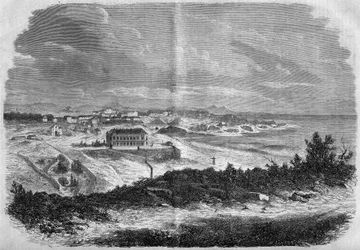 View of the city of Biarritz, Pyrenees Atlantic (64) in 1858. Engraving in “Le Monde Illustré” n°75 of 18 September 1858.