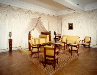 View of the room of Emperor Napoleon I at the castle of Malmaison, at Rueil Malmaison