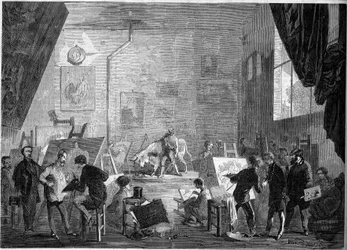 View of the studio of the painter Gustave Courbet, rue Notre Dame des Champs in Paris