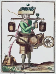 Vinegar manufacturer, colored engraving, France