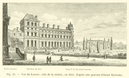 View of the Louvre, riverside, in 1650, after an engraving by Israel Sylvestre