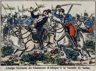 War of 1870 between France and Prussia: Charge of African Hunters at the Battle of Sedan in 1870