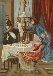 Wife Rebuking Her Husband for Entertaining His Mistress to Dinner