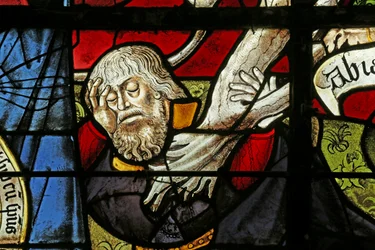 Window depicting Tree of Jesse: Jesse asleep