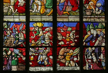 Window depicting the Israelites crossing the Red Sea and Pharaoh