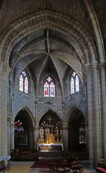 Window depicting the view to the east with windows concerned with the Brotherhood of the Eucharist behind the altar