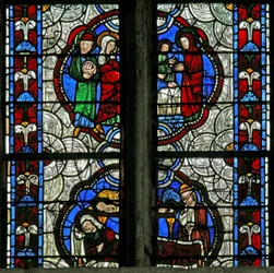 Window depicting the Nativity and the Presentation in the Temple