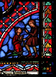 Window depicting the magician Hermogenes and Philetus