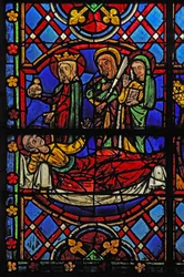 Window depicting St Martin with the Virgin Mary, St Agnes and St Thecla