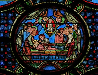 Window w0 depicting the Death of the Virgin Mary