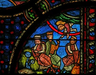 Window w0 depicting the Magi are warned in a dream