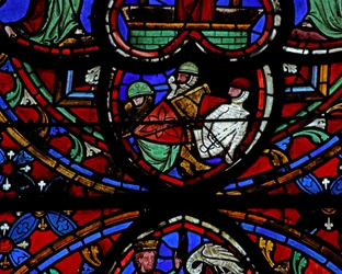 Window depicting the Resurrection - the sleeping soldiers