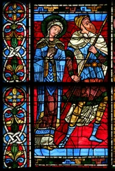 Window depicting the Virgin Mary and centurion Longinius