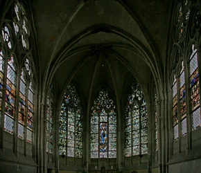 Window depicting the windows in the Chapel on the axis