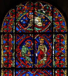 Window w107b depicting St Eloi before a king