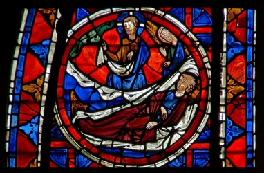 Window depicting St Martin dreams that he meets Christ