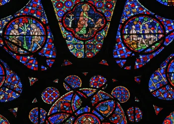 Window w115 depicting God the Creator: Adam and Eve scenes