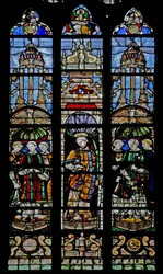 Window depicting seven deacons including Antoine de Crevant