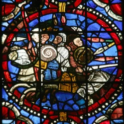 Window depicting Adonibezek scene? the heat of the battle