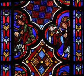 Window w1 depicting Christ saying I am the Resurrection and the Life