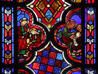 Window w1 depicting Jesus with Martha and Mary Magdalene