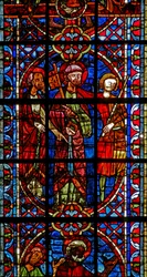 Window depicting St Peter and St Paul before Emperor Nero