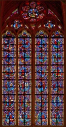 Window depicting Adam and Eve, Cain and Abel