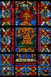 Window depicting St Savinien is Baptised