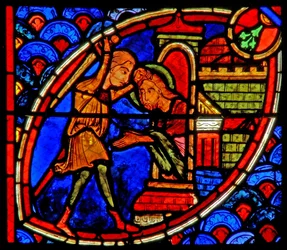 Window w20 depicting the death of St John the Baptist