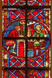Window depicting St Vincent converts his jailer