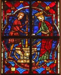 Window depicting a scene from the legend of St John: the saint and the miracle of the crushed jewels