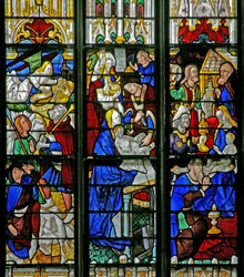 Window depicting the Adoration of the Magi, the Annunciation to the Shepherds, the Circumcision