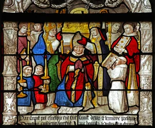 Window depicting a scene from the life of St Denis: ordination as bishop