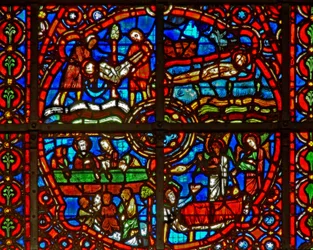 Window depicting scenes from life of St Lawrence