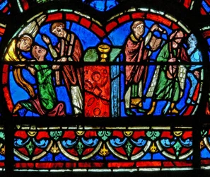 Window depicting a priest giving absolution